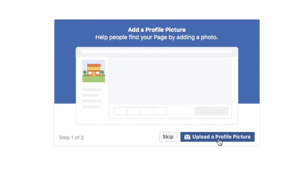 Upload a profile picture when setting up your Facebook Business Page