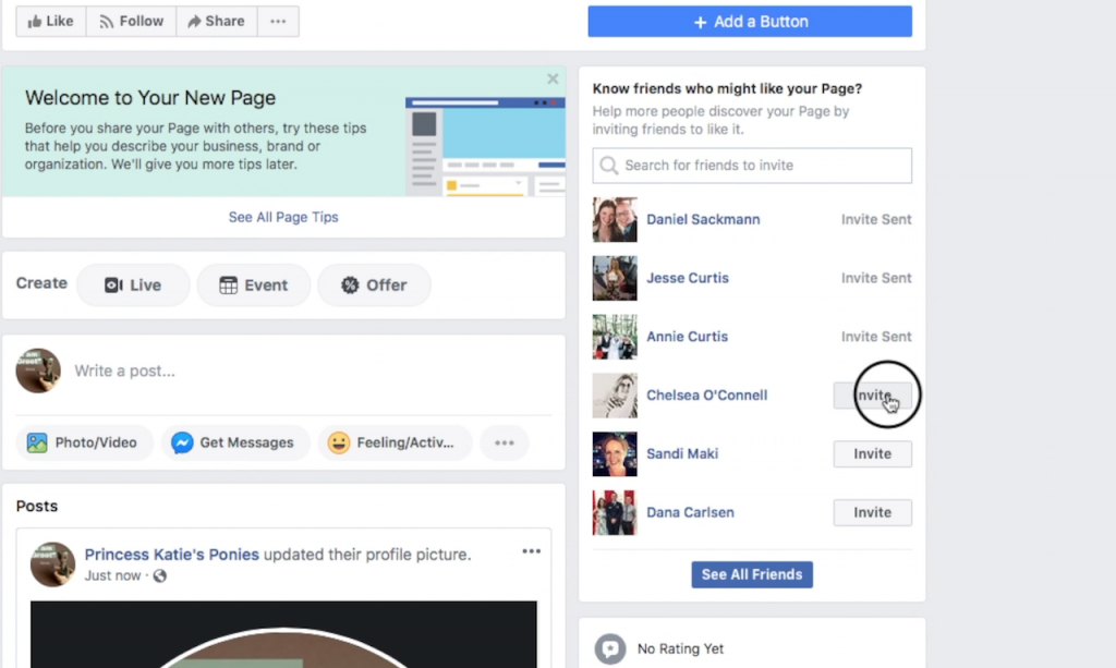 Ask your friends to like your page when you create your Facebook Business Page