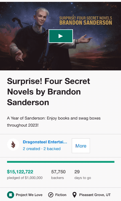 Project Updates for Surprise! Four Secret Novels by Brandon