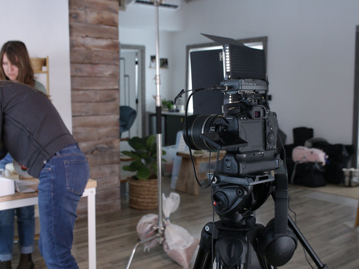Video camera set up on Felted Sky Shoot - Video marketer in Michigan